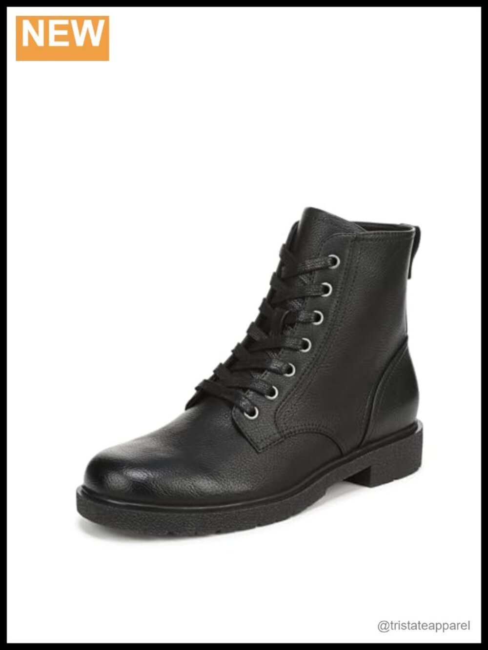Women's Lace-Up Ankle Bootie with Block Heel in Faux Leather